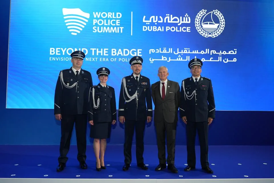 An international police delegation on stage at WPS 2025